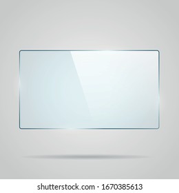 Rectangle glass panel with bright reflection.