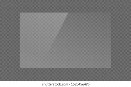 The rectangle glass plate, mirror, windows. Glass Plates Or Banners Isolated On Transparent Background. Light effect for a picture or a mirror.