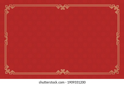 Rectangle gold frame ornament with red background pattern chinese ornament for greeting cards chinese lunar new year, banner, poster, and invitation wedding ethnic asians