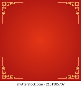 Rectangle gold frame ornament with red background pattern chinese ornament for greeting cards chinese lunar new year, banner, poster