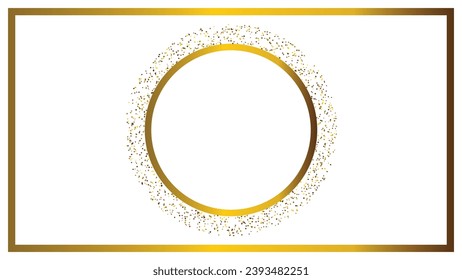 Rectangle gold glitter frame isolated on transparent background. Cut-Out border full hd scale ratio.