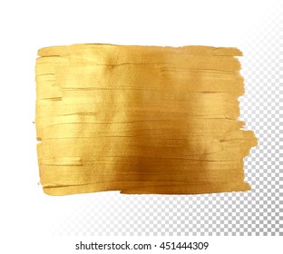 Rectangle gold texture. Vector golden hand painted smear stroke stain. Abstract art background. Foil glittering banner.