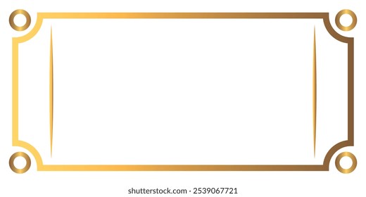 Borda dourada do retângulo. Ilustração vetorial de moldura de ouro horizontal em fundo transparente.