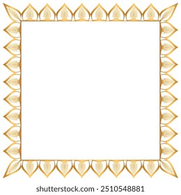 Rectangle Golden Certificate Border Pattern Line Photo Frame Islamic Wedding Invitation Background 