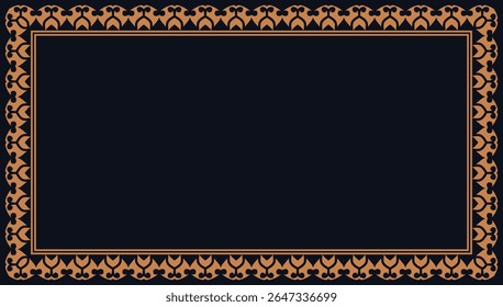 Rectangle golden certificate border pattern line photo frame islamic wedding invitation background	