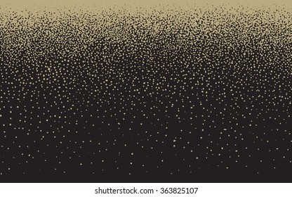 Rectangle gradient screen tone with golden dots on black background Monochrome simple vector graphic texture for card