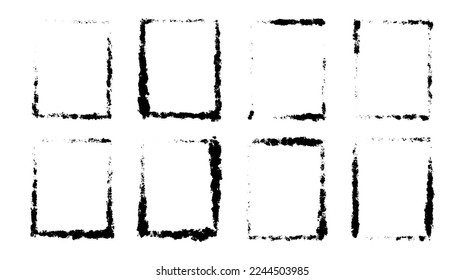 Rectangle grunge brush frame collection bundle elements. Rough border decoration vector illustration.