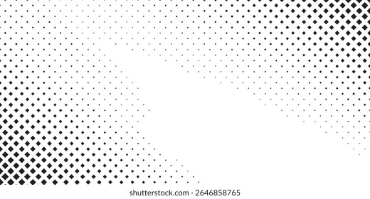 Rectangle grunge dotted halftone gradient texture. Vanishing polka dot background design abstract simple art