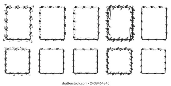 Rectangle grunge frames vector set. Photo frame collection.