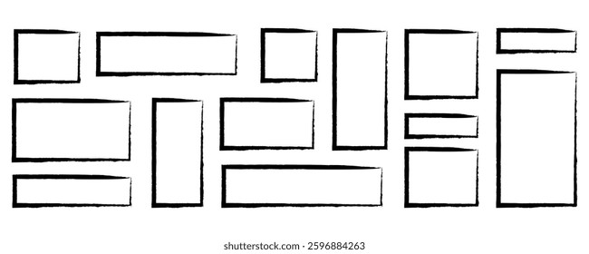 Rectangle grunge stroke border vector Lebel frame isolated on white background