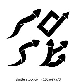 Rectangle guide Arrow Direction Vector Black Color set