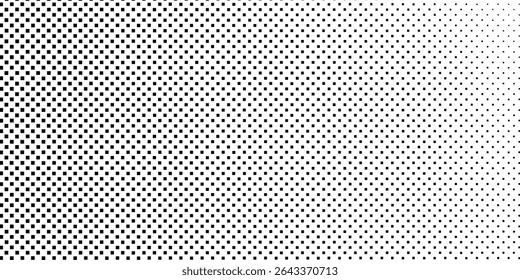 Rectangle halftone gradient texture. Vanishing polka dot background. Repeating dots gradation design abstract
