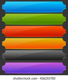 Rectangle horizontal bright, colorful button, banner backgrounds with empty space for your message. Labels, tags UI, GUI elements