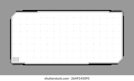 Rectangle hud frame with grid pattern. Futuristic user interface element for cyber data and digital display design.