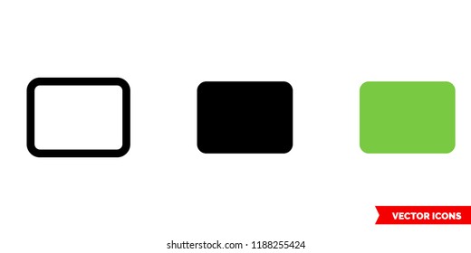 Rectangle icon of 3 types: color, black and white, outline. Isolated vector sign symbol.