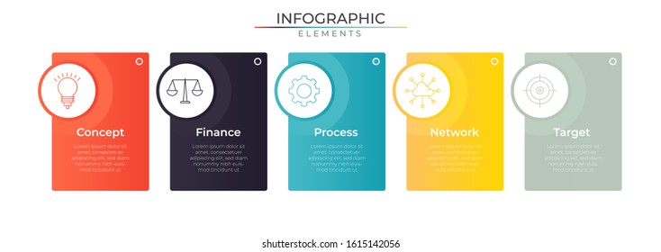Rectangle infographic design template with icons and 5 options or steps. Modern vector for company and corporate business project and presentation.