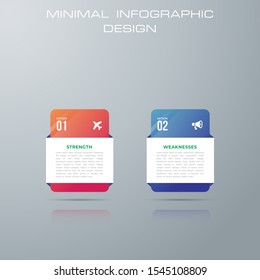 rectangle Infographic template with 2 options, process chart,Timeline infographics design vector can be used for workflow layout, diagram, annual report, web design, steps or processes. - Vector