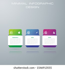 rectangle  Infographic template with 3 options, process chart,Timeline infographics design vector can be used for workflow layout, diagram, annual report, web design, steps or processes. - Vector
