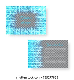 Rectangle invitation card design with bright neon rays on a transparent background