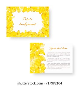 Rectangle invitation card design with petals of yellow daffodils
