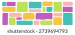 Rectangle irregular organic set with color cute vector shape frame box. Hand drawn rough collage with abstract wavy background. Text rectangle banner with figure graphic shape