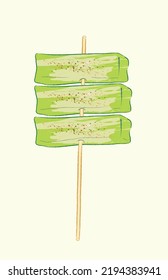Rectangle isolated toasted matcha green tea mochi in vector illustration