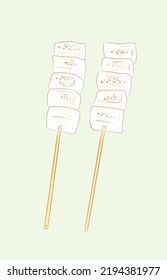 Rectangle isolated toasted white mochi in vector illustration