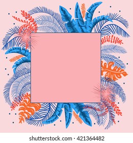 Rectangle jungle pink frame