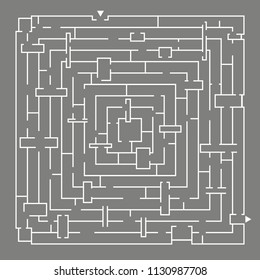 Rectangle labyrinth with entry and exit.vector game maze puzzle with solution