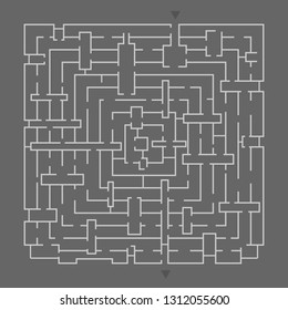 Rectangle labyrinth with entry and exit.vector game maze puzzle with solution