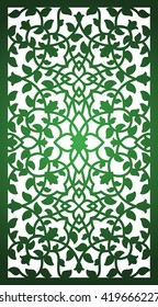 Rectangle laser cut panel template. Laser cut ornamental card or panel. Filigree cutout pattern background for laser cutting. Stencil art.