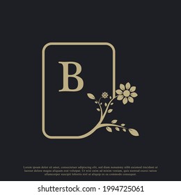 Rectangle Letter B Monogram Luxury Logo Template Flourishes. Suitable for Natural, Eco, Jewelry, Fashion, Personal or Corporate Branding.