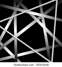 Rectangle and line cross creative metal ribbon luxury abstract on black background