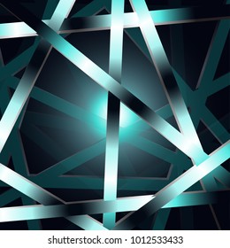 Rectangle and line cross metal cage creative with energy plasma shiny ball futuristic on black abstract background