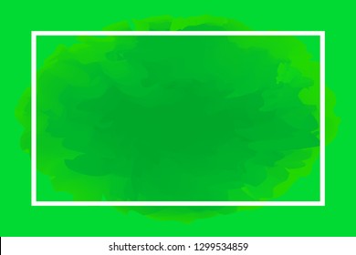 rectangle line white on abstract green background, empty frame on green water color art template and copy space, green watercolor banner frame blank, frame painted watercolor banner green blank vector
