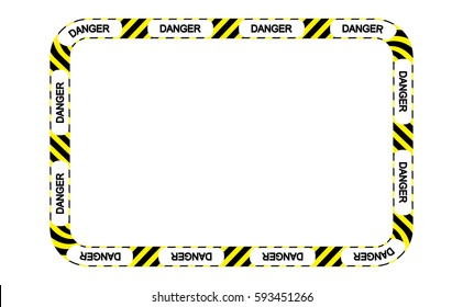 Rectangle line yellow and black color. tape with warning text.