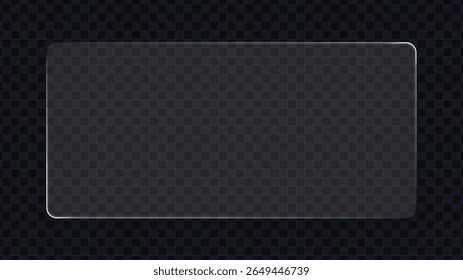 Rectangle liquid glass vector frame. Transparent screen or panel. Neumorphism design concept for user interface.