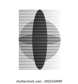 Rectangle Logo with lines, circles, ovals .Modern art design .Black Vector stripes .Straight speed lines .Geometric shape. Wall art .