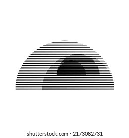 Rectangle Logo with lines, circles, ovals .Modern art design .Black Vector stripes .Straight speed lines .Geometric shape. Wall art .