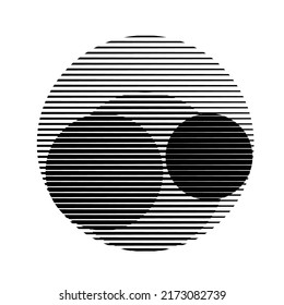 Rectangle Logo with lines, circles, ovals .Modern art design .Black Vector stripes .Straight speed lines .Geometric shape. Wall art .