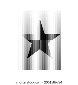 Rectangle Logo with lines. Star unusual icon Design .Black Vector stripes .Geometric shape.