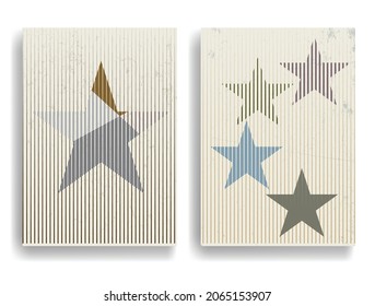 Rectangle Logo with lines. Star unusual icon Design .Vector stripes .Geometric shape.