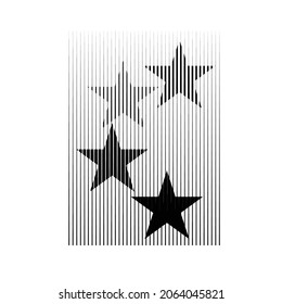 Logotipo Rectangle con líneas, estrellas .Diseño de arte moderno .Bandas vectoriales negras.Líneas de velocidad recta .Forma geométrica. Arte mural.