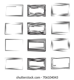 Rectangle Logo with lines. unusual icon Design .Rectangular frame with Vector stripes for pictures.