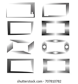 Rectangle Logo with lines. unusual icon Design .Rectangular frame with Vector stripes for pictures.