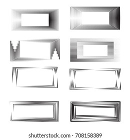 Rectangle Logo with lines. unusual icon Design .Rectangular frame with Vector stripes for pictures.
