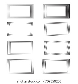 Rectangle Logo with lines. unusual icon Design .Rectangular frame with Vector stripes for pictures.
