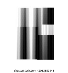 Rectangle Logo with lines.Modern art design .Black Vector stripes .Straight speed lines .Geometric shape. Wall art .