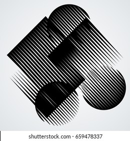 Rectangle Logo with lines.Square, circles unusual icon Design .Black Vector stripes .Geometric shape.