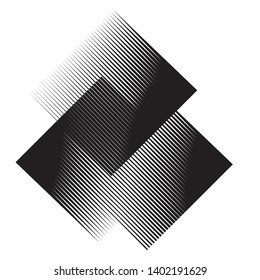 Rectangle Logo with lines.Square unusual icon Design .Black Vector stripes .Geometric shape.